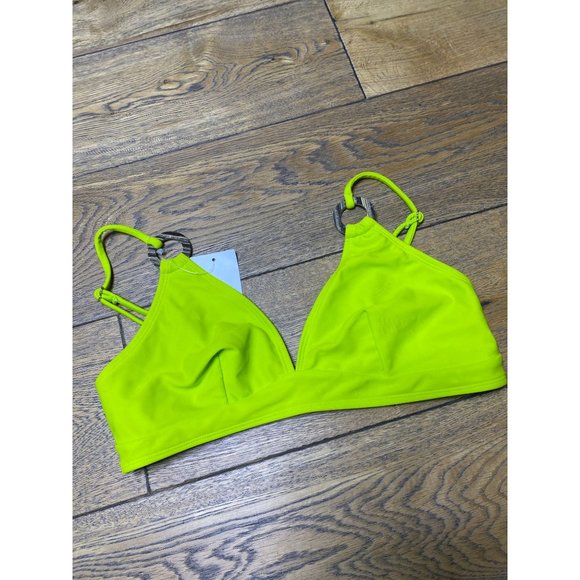 Topshop Triangle Top and Ring High Leg Bikini Set Neon Green Women's Size 8 US - Picture 4 of 12